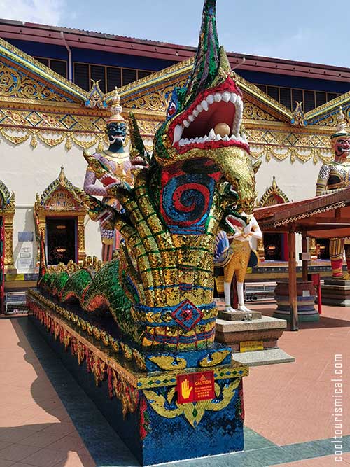 Sparkling Dragon statue at Wat Chaiya Mangalaram Thai Temple Penang